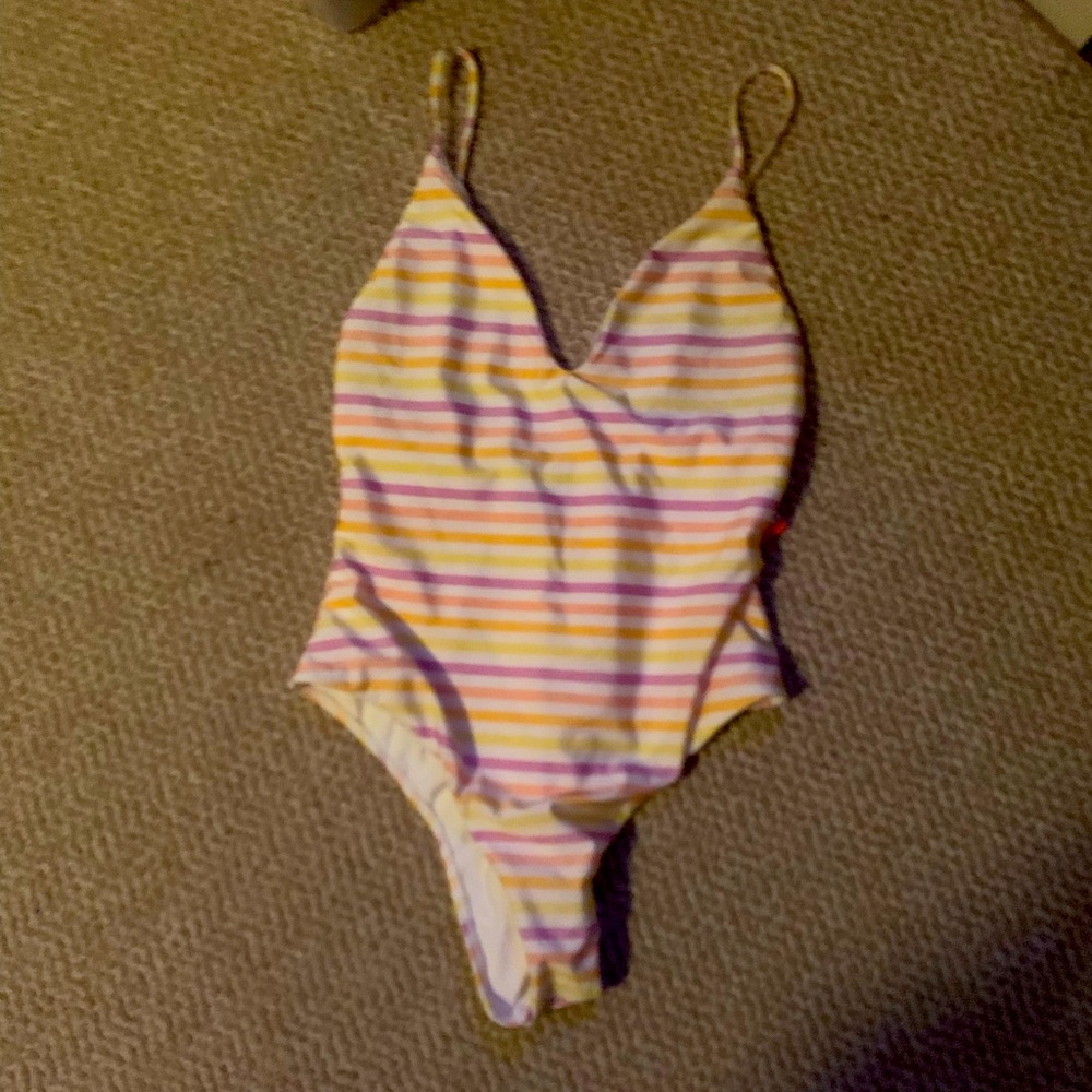 LA Hearts one piece pastel stripe swimsuit small